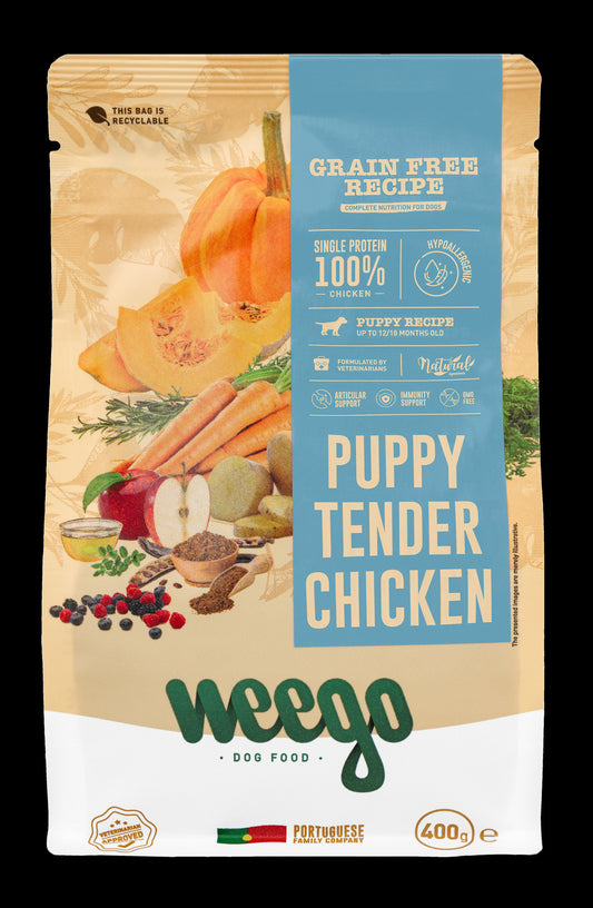 WEEGO GRAIN FREE DOG FOOD PUPPY TENDER CHICKEN 400GR