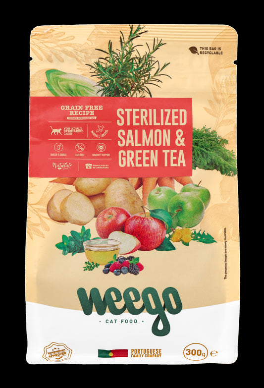 WEEGO CAT FOOD SALMON & GREEN TEA 300GR