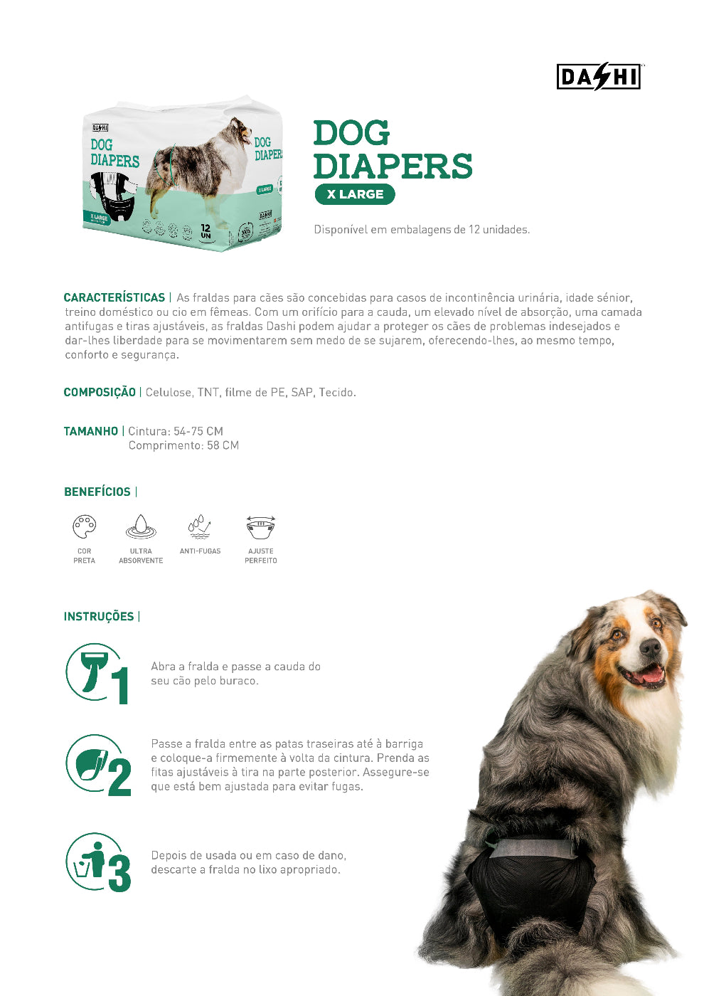 DASHI DOG DIAPERS 12UN
