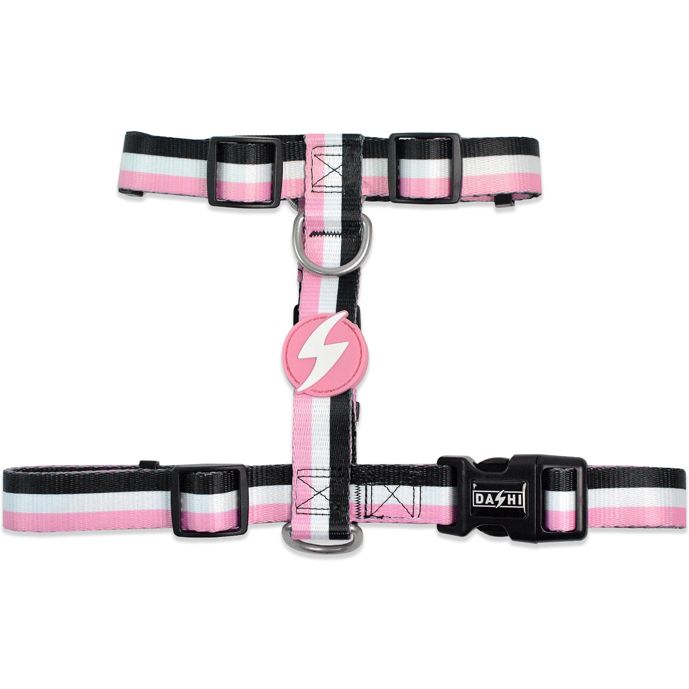DASHI STRIPES3 PINK & BLACK BACK HARNESS
