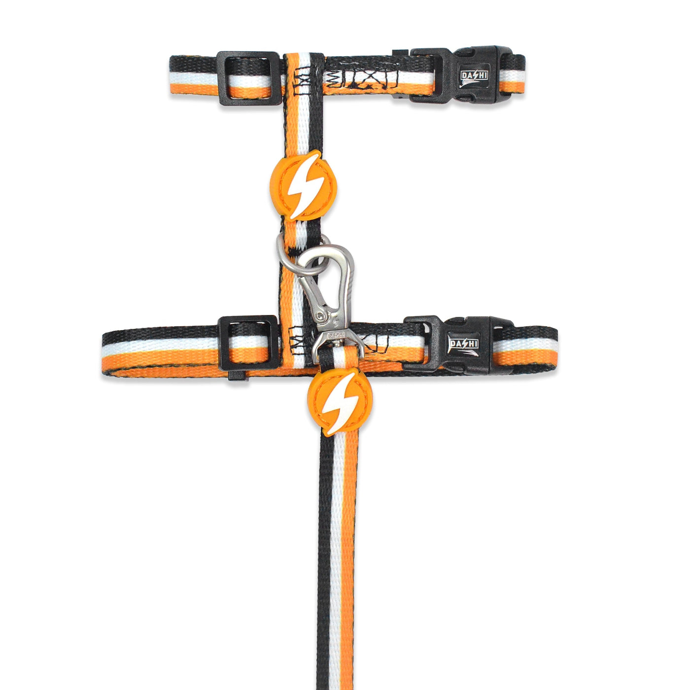 DASHI STRIPES3 ORANGE & BLACK CAT HARNESS + LEASH