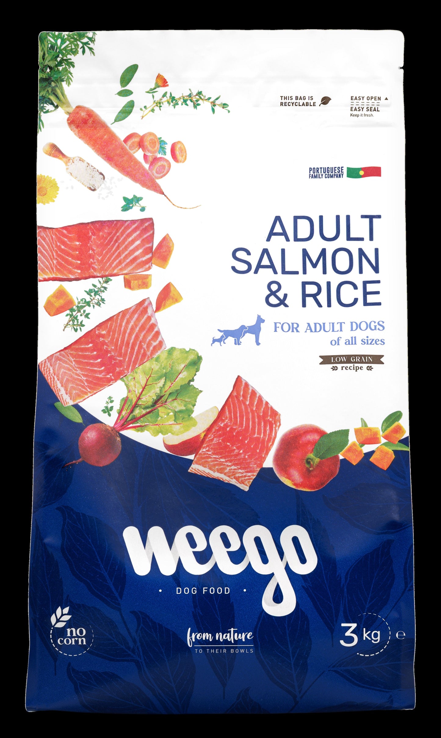 WEEGO DOG FOOD ADULT SALMON & RICE LOW GRAIN 400G / 3KG / 12KG