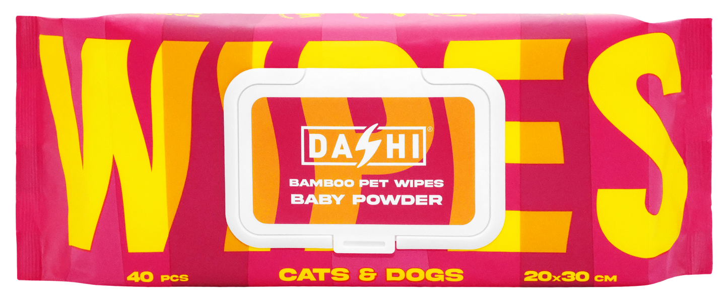 DASHI BAMBOO PET WIPES BABY POWDER - X 8 (PACK)
