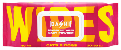 DASHI BAMBOO PET WIPES BABY POWDER - X 8 (PACK)