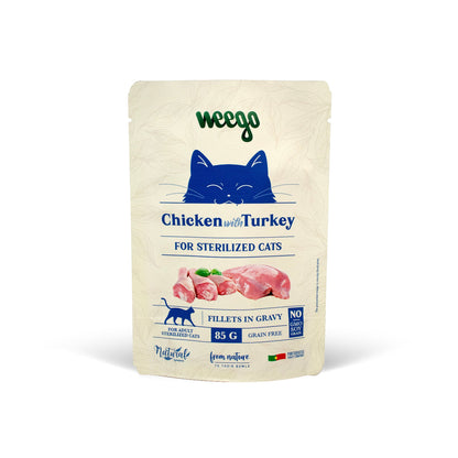 WEEGO WET CAT FOOD TURKEY FOR STERILIZED CATS 85GX24