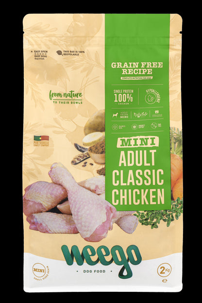 WEEGO GRAIN FREE DOG FOOD ADULT CLASSIC CHICKEN MINI 400G / 2KG