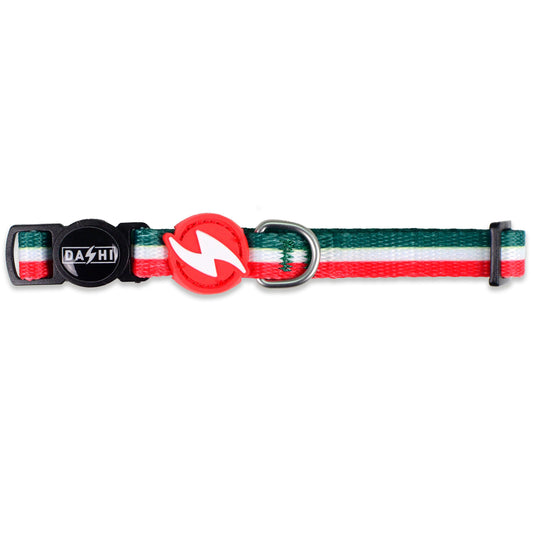 DASHI STRIPES3 GREEN & RED COLLAR CAT