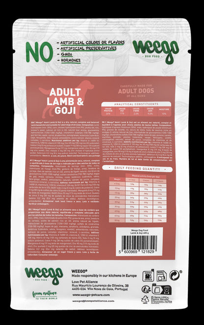 WEEGO DOG FOOD LAMB & GOJI 400GR