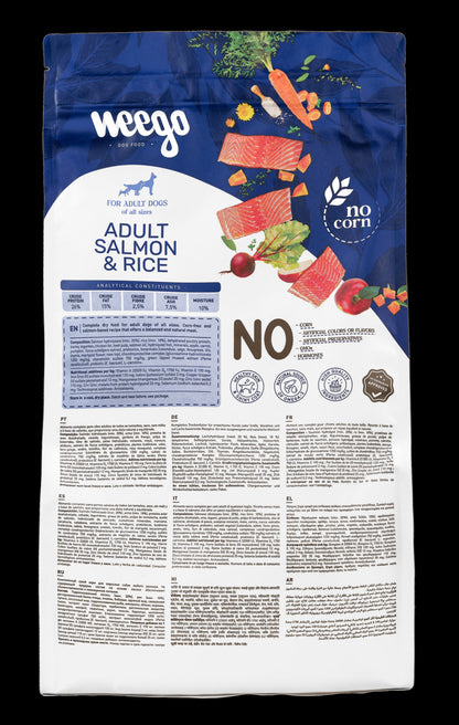 WEEGO DOG FOOD ADULT SALMON & RICE LOW GRAIN 400G / 3KG / 12KG