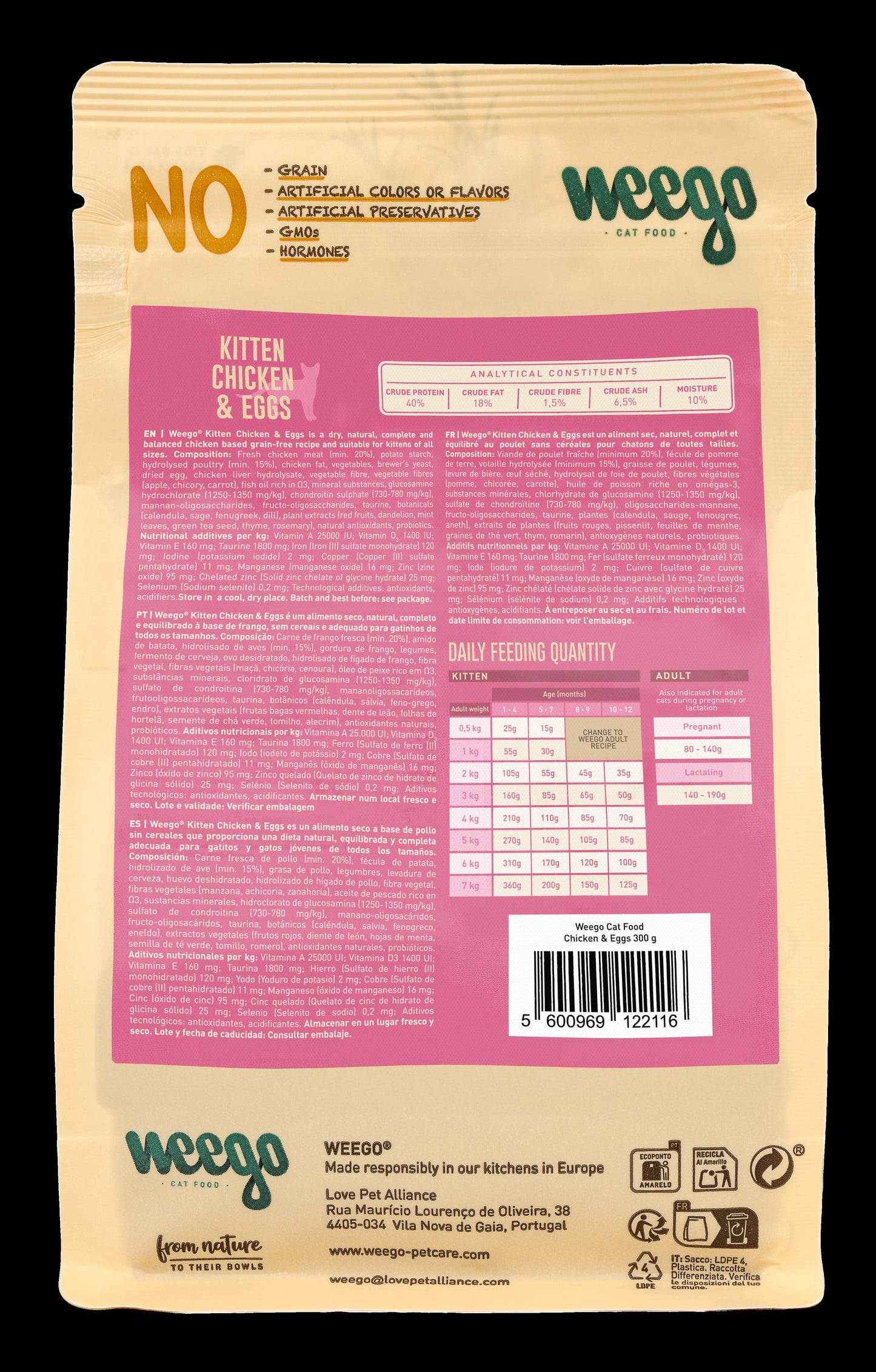 WEEGO CAT FOOD CHICKEN & EGGS 300GR