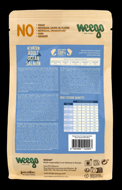 WEEGO GRAIN FREE DOG FOOD ADULT OCEAN SALMON MINI 400G / 2KG