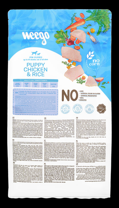 WEEGO DOG FOOD PUPPY CHICKEN & RICE LOW GRAIN 400G / 3KG / 12KG