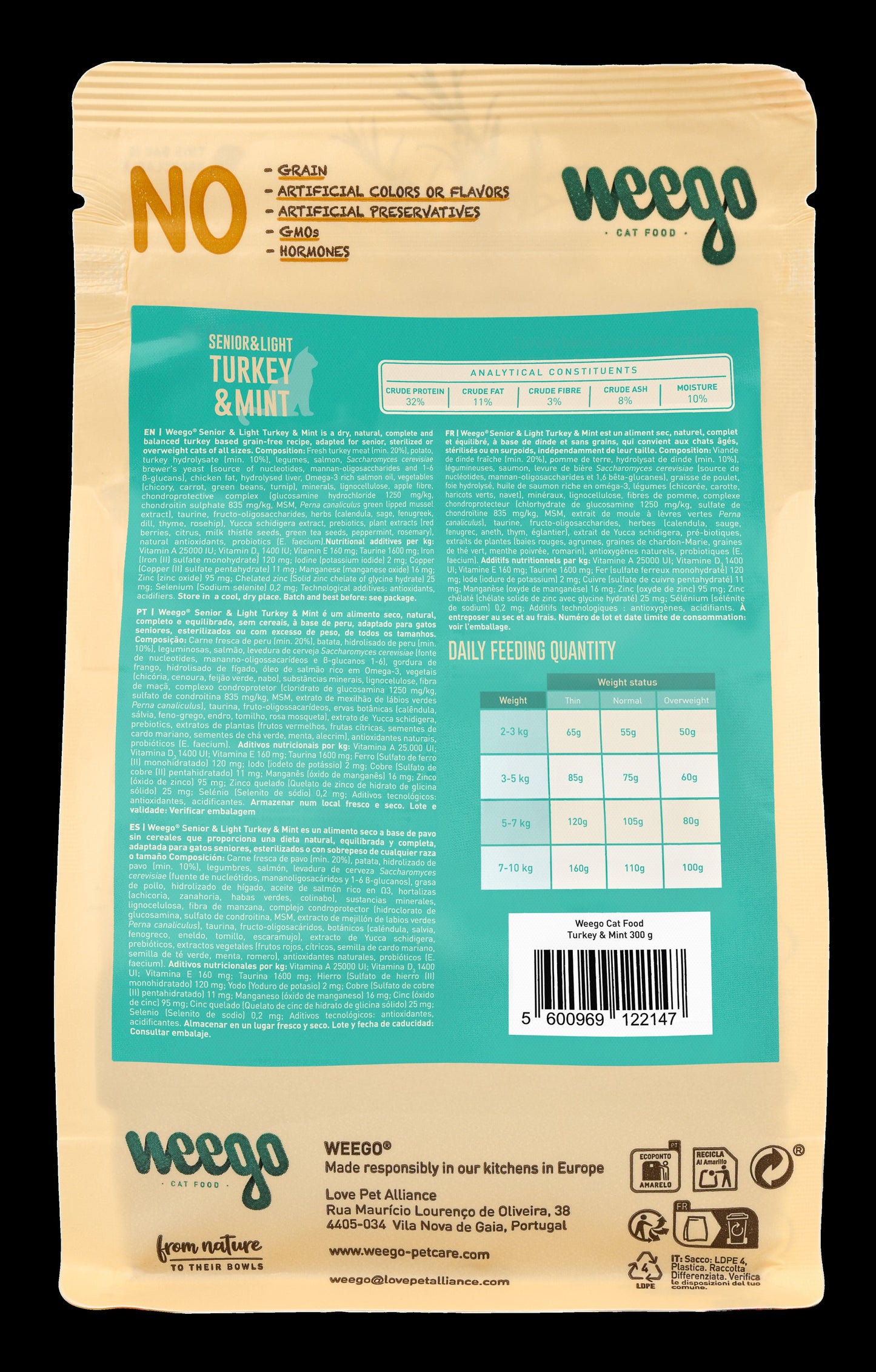 WEEGO CAT FOOD TURKEY & MINT 300GR