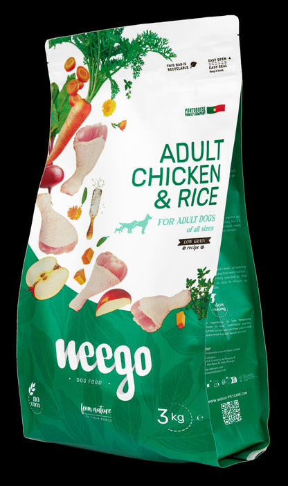 WEEGO DOG FOOD ADULT CHICKEN & RICE LOW GRAIN 400G / 3KG / 12KG