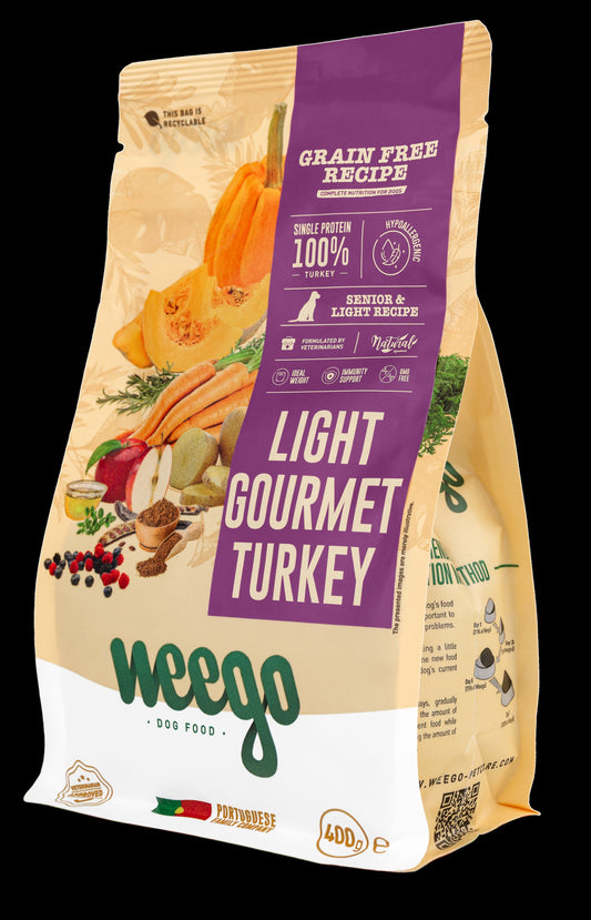 WEEGO GRAIN FREE DOG FOOD ADULT LIGHT GOURMET TURKEY 400GR