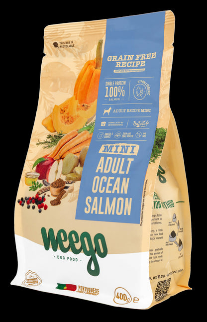 WEEGO GRAIN FREE DOG FOOD ADULT OCEAN SALMON MINI 400G / 2KG