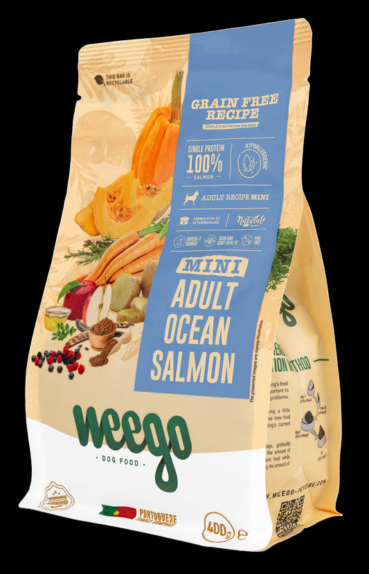 WEEGO GRAIN FREE DOG FOOD ADULT OCEAN SALMON MINI 400G / 2KG