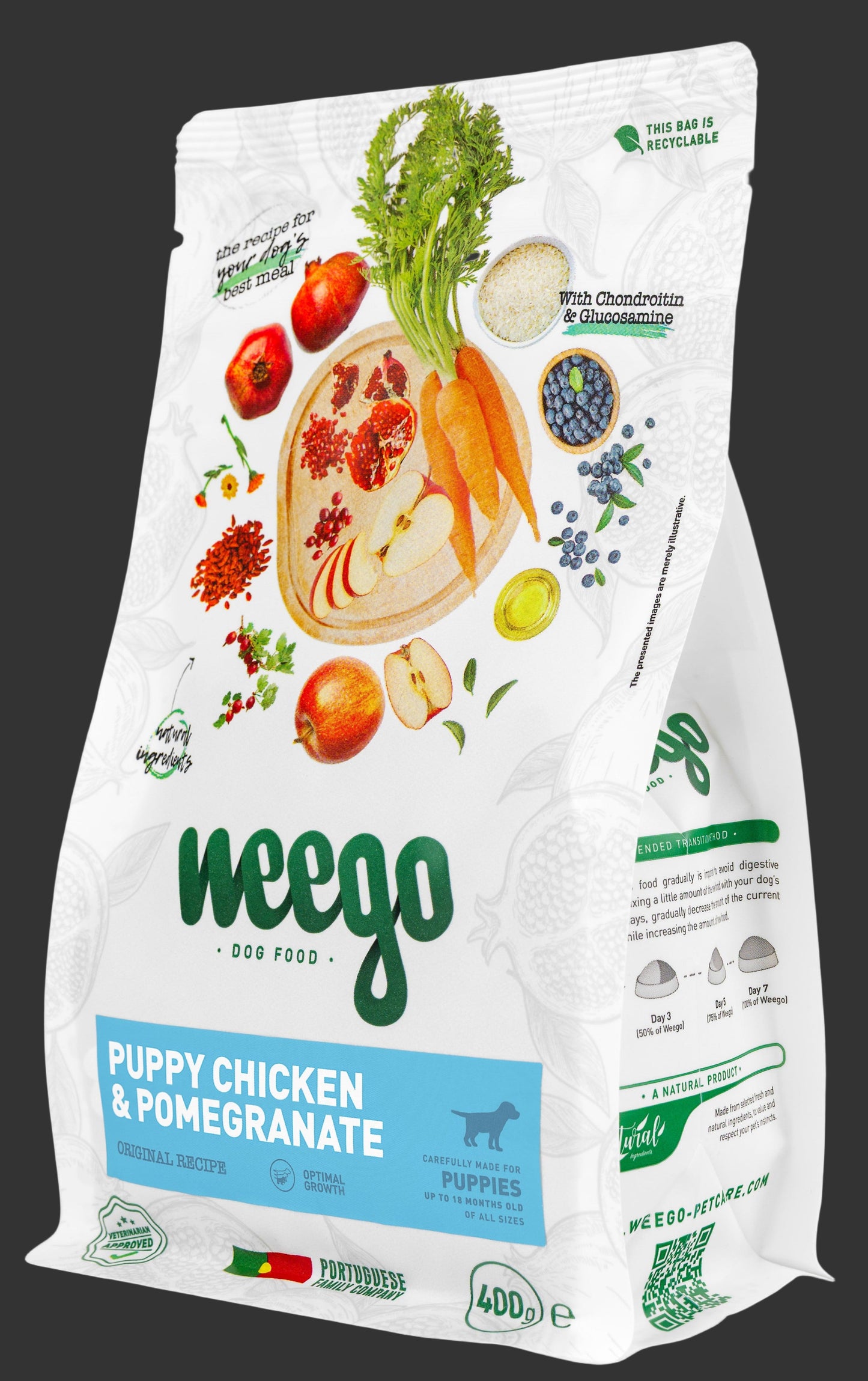WEEGO DOG FOOD CHICKEN & POMEGRANATE 400GR