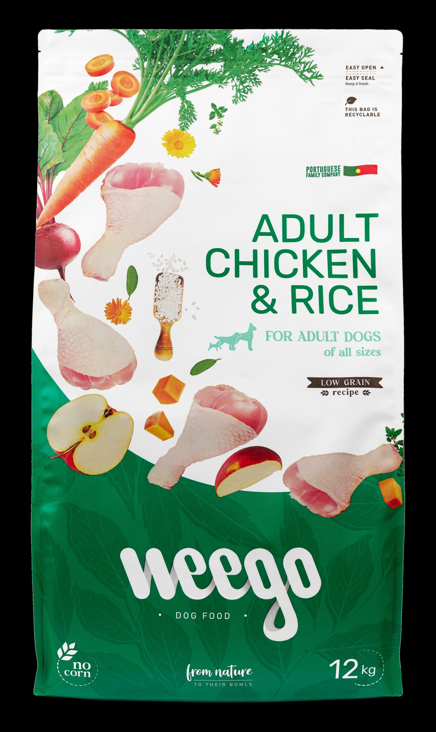 WEEGO DOG FOOD ADULT CHICKEN & RICE LOW GRAIN 12KG