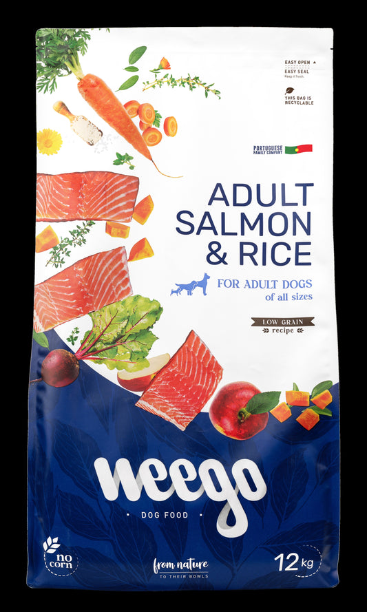 WEEGO DOG FOOD ADULT SALMON & RICE LOW GRAIN 12KG