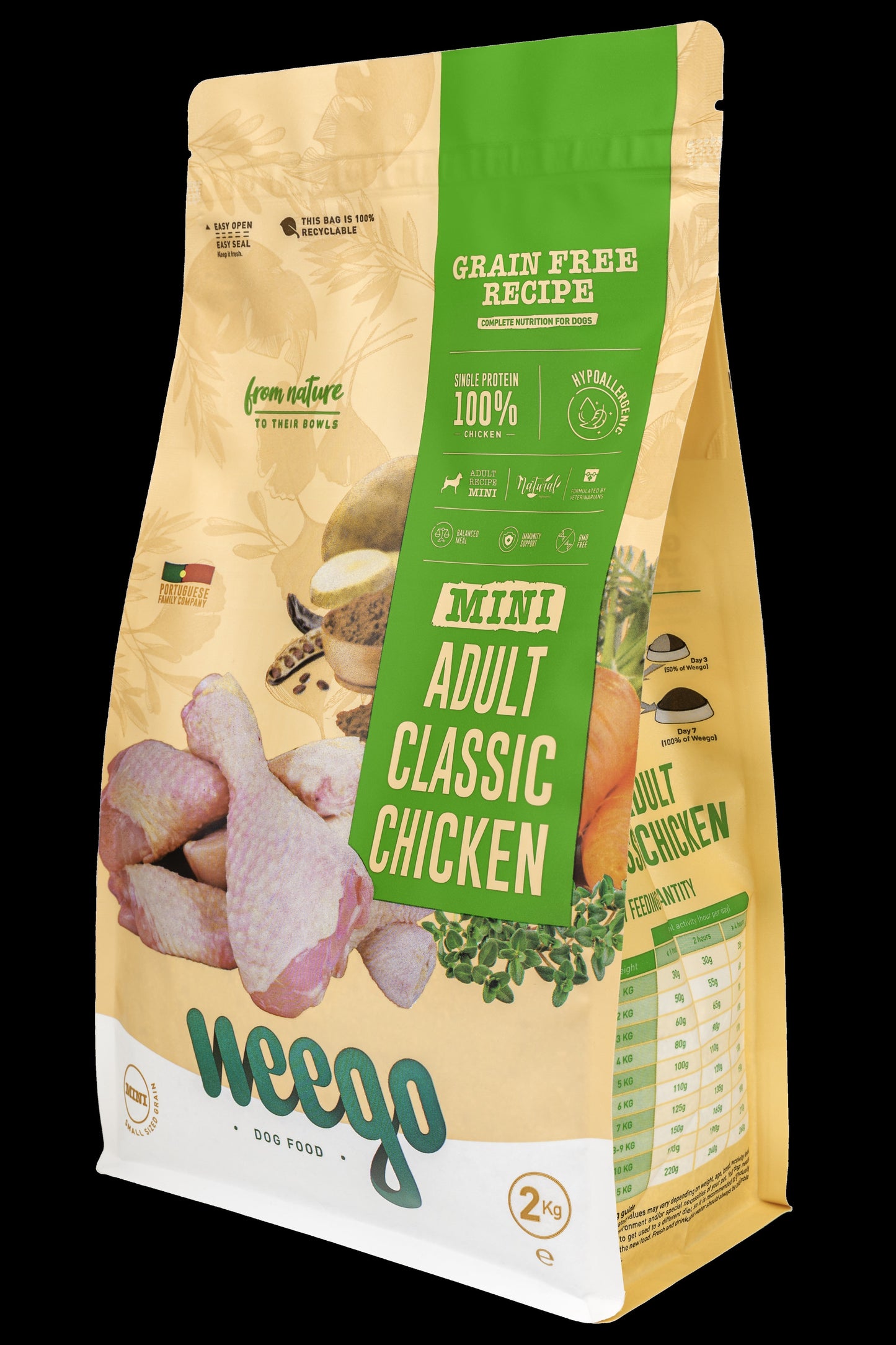 WEEGO GRAIN FREE DOG FOOD ADULT CLASSIC CHICKEN MINI 400G / 2KG