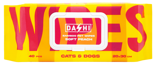 DASHI BAMBOO PET WIPES SOFT PEACH - X 8 (PACK)