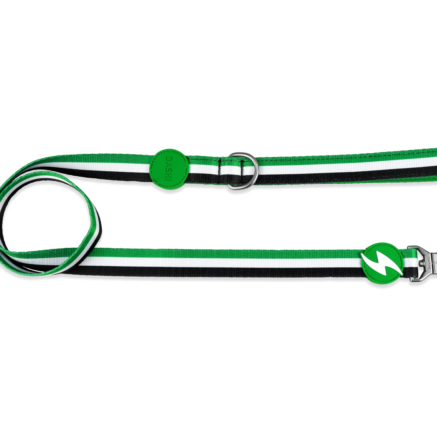 DASHI STRIPES3 GREEN & BLACK LEASH