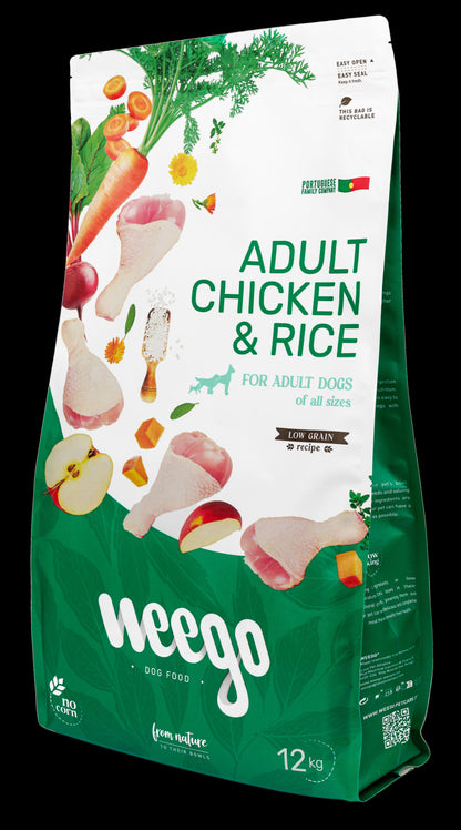 WEEGO DOG FOOD ADULT CHICKEN & RICE LOW GRAIN 12KG