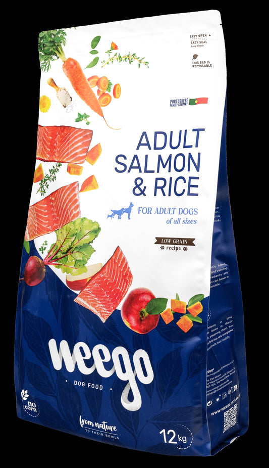 WEEGO DOG FOOD ADULT SALMON & RICE LOW GRAIN 12KG