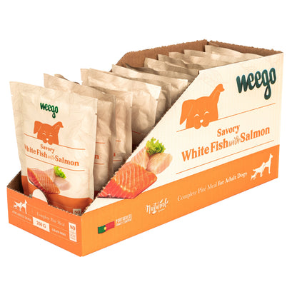 WEEGO WET DOG FOOD SAVORY WHITE FISH WITH SALMON 260G - BOX