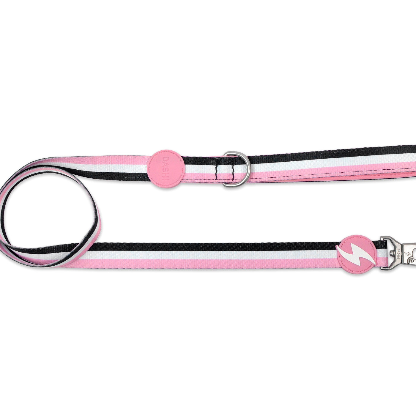 DASHI STRIPES3 PINK & BLACK LEASH