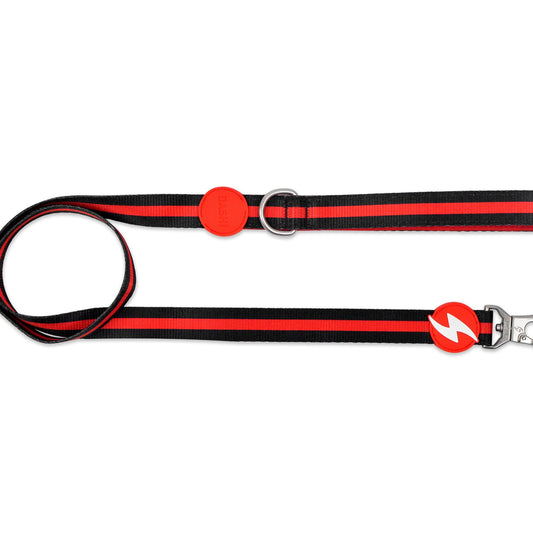 DASHI STRIPES3 RED & BLACK LEASH