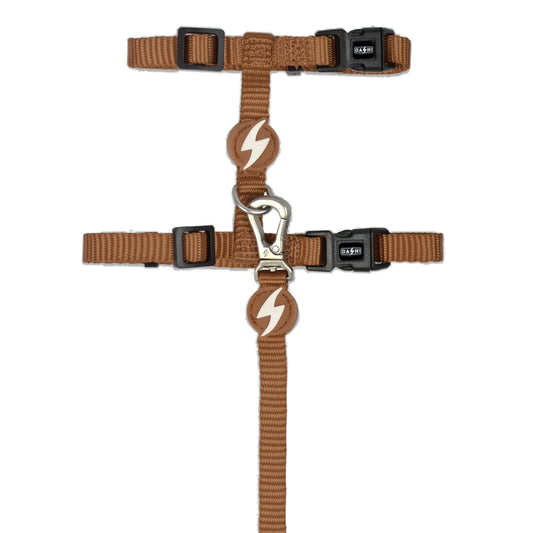 DASHI SOLID BROWN CAT HARNESS + LEASH