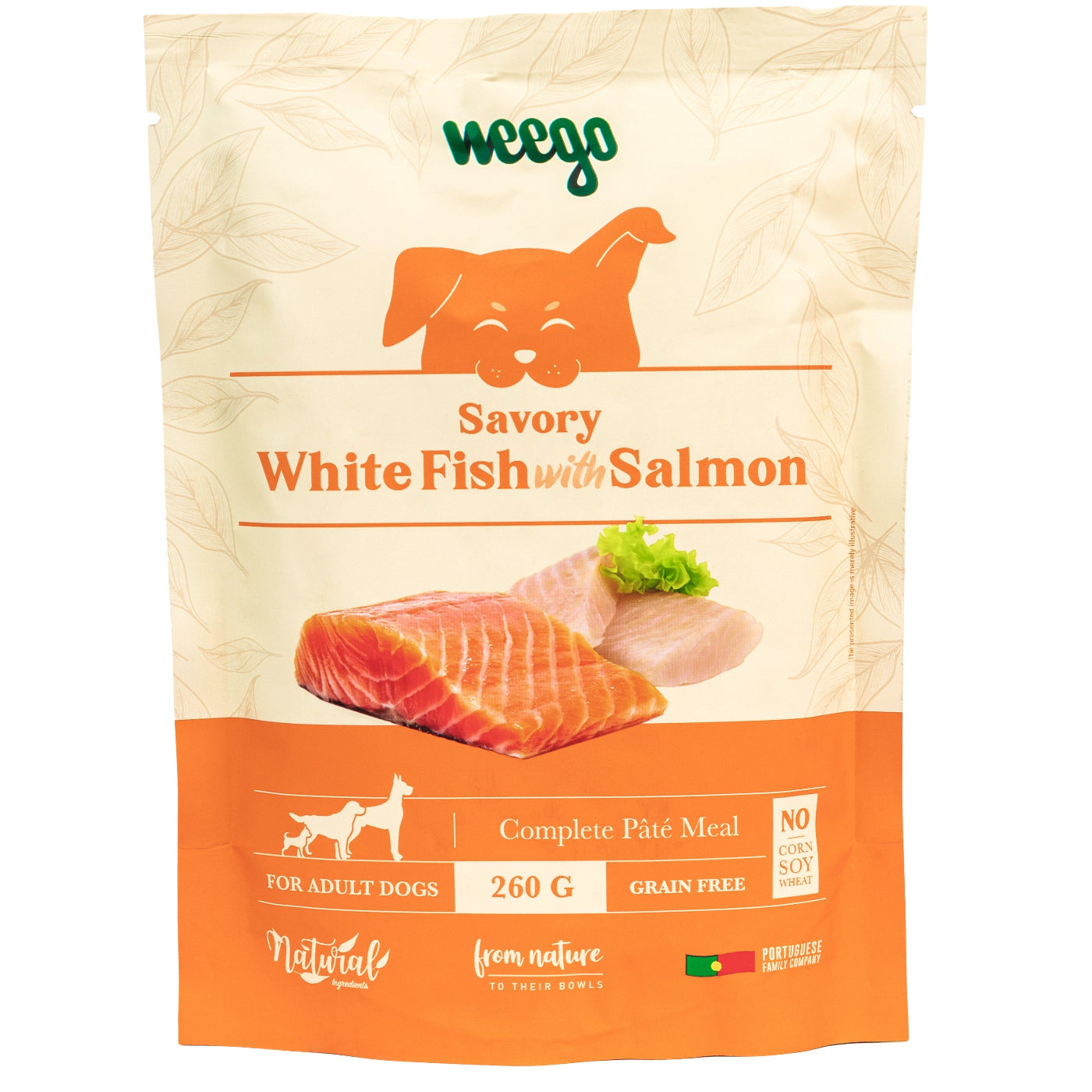WEEGO WET DOG FOOD SAVORY WHITE FISH WITH SALMON 260G - BOX