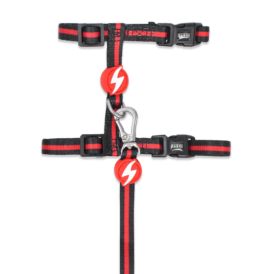 DASHI STRIPES3 RED & BLACK CAT HARNESS + LEASH
