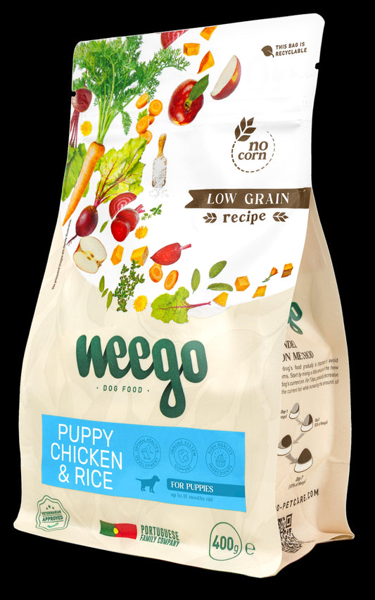 WEEGO DOG FOOD PUPPY CHICKEN & RICE LOW GRAIN 400GR