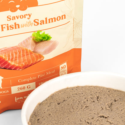 WEEGO WET DOG FOOD SAVORY WHITE FISH WITH SALMON 260G - BOX