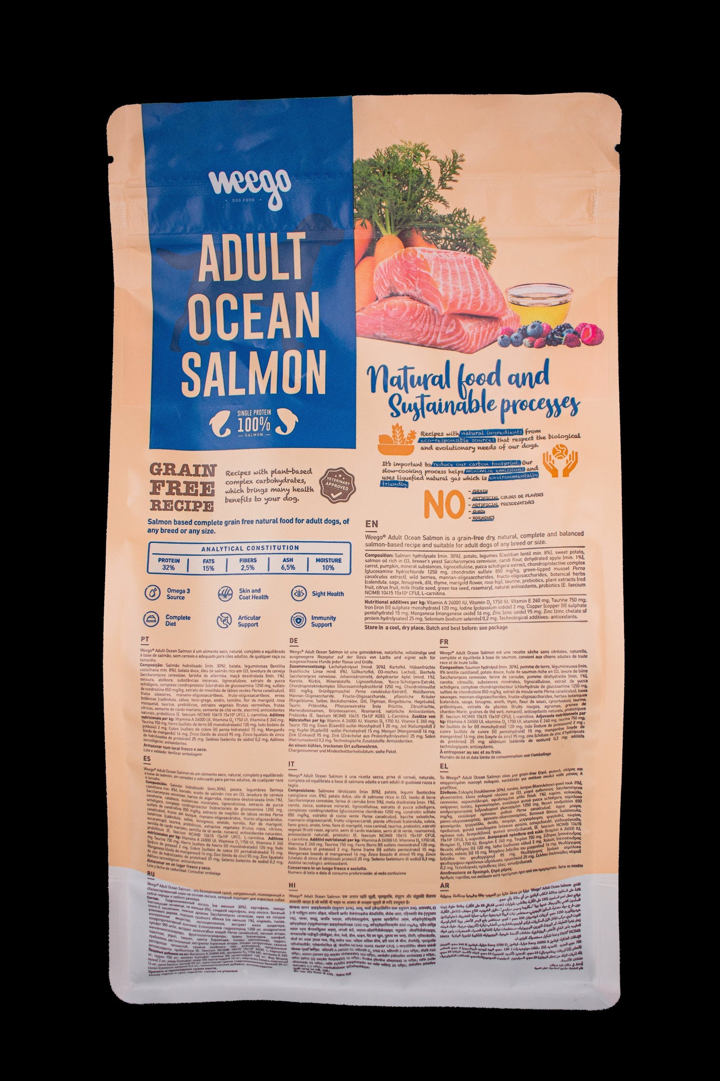 WEEGO GRAIN FREE DOG FOOD ADULT OCEAN SALMON 400G / 2KG / 10KG