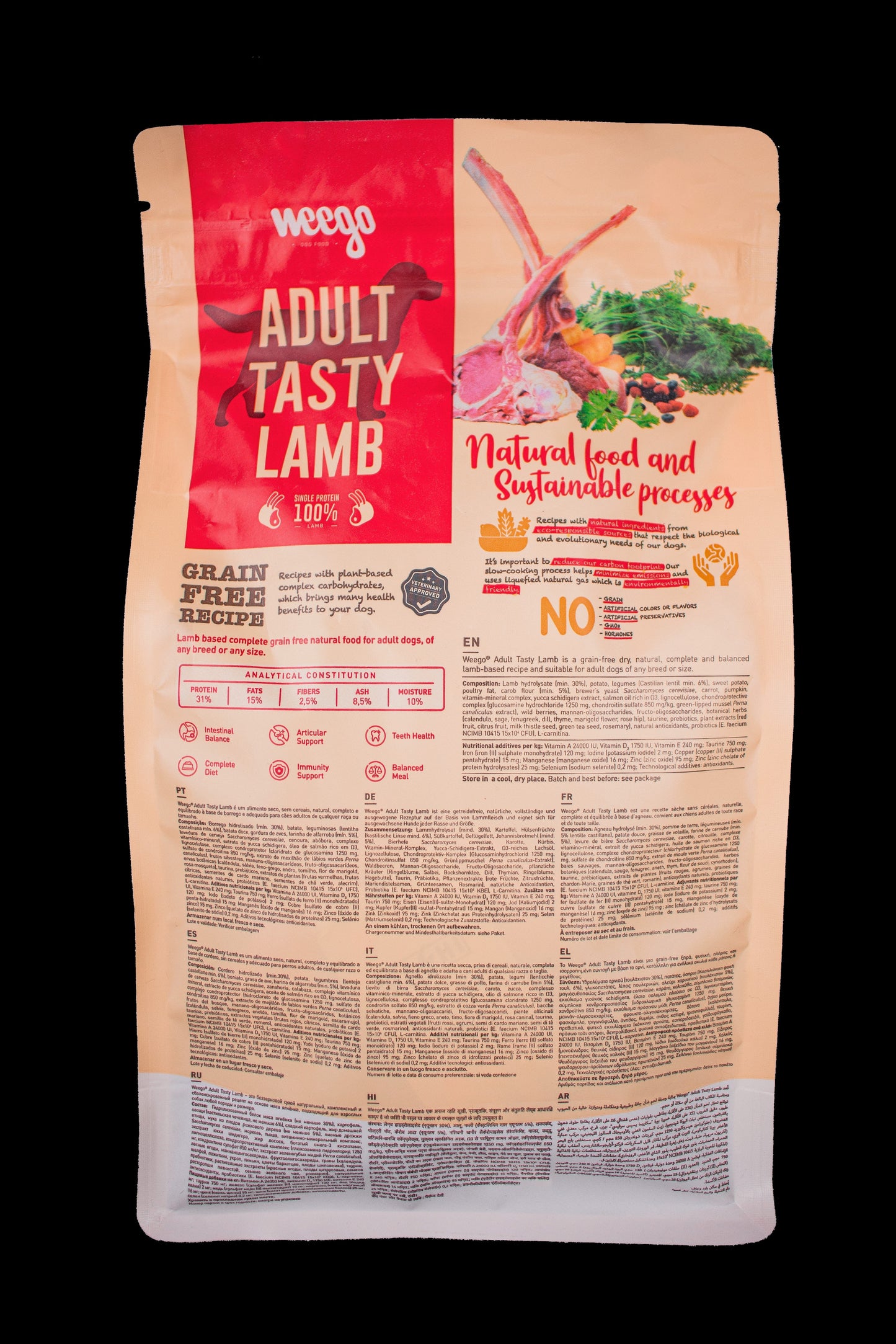WEEGO GRAIN FREE DOG FOOD ADULT TASTY LAMB 400G / 2KG / 10KG