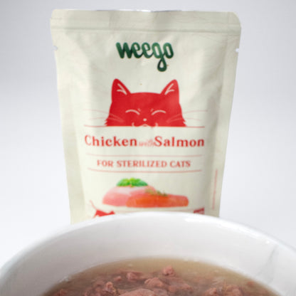 WEEGO WET CAT FOOD SALMON FOR STERILIZED CATS 85GX24