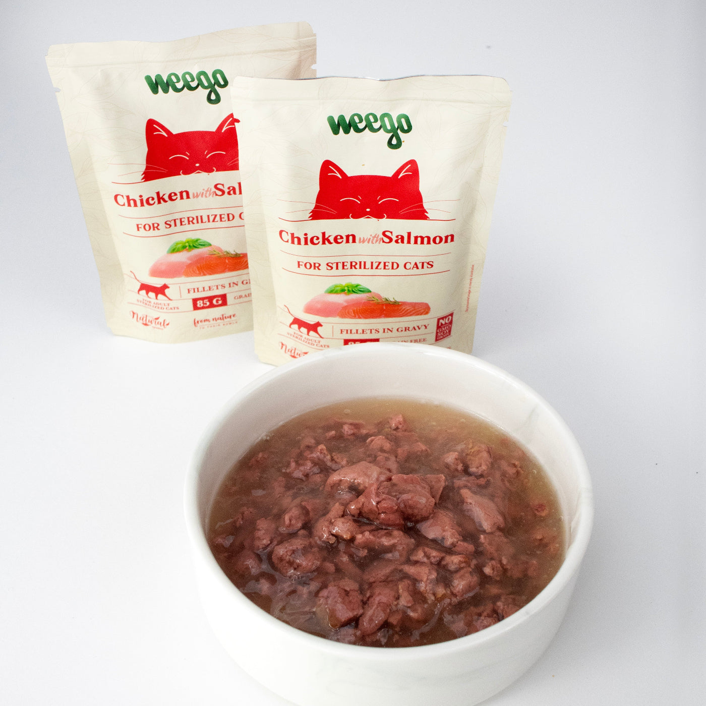 WEEGO WET CAT FOOD SALMON FOR STERILIZED CATS 85GX24